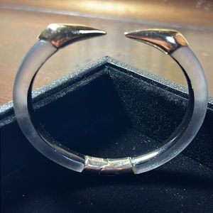 Alexis Bittar Black/Gold/Lucite Pyramid Cuff Bracelet